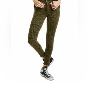Hudson Women Jeans Super Skinny Leopard Print Olive Green Stretch Size 24 NWOT